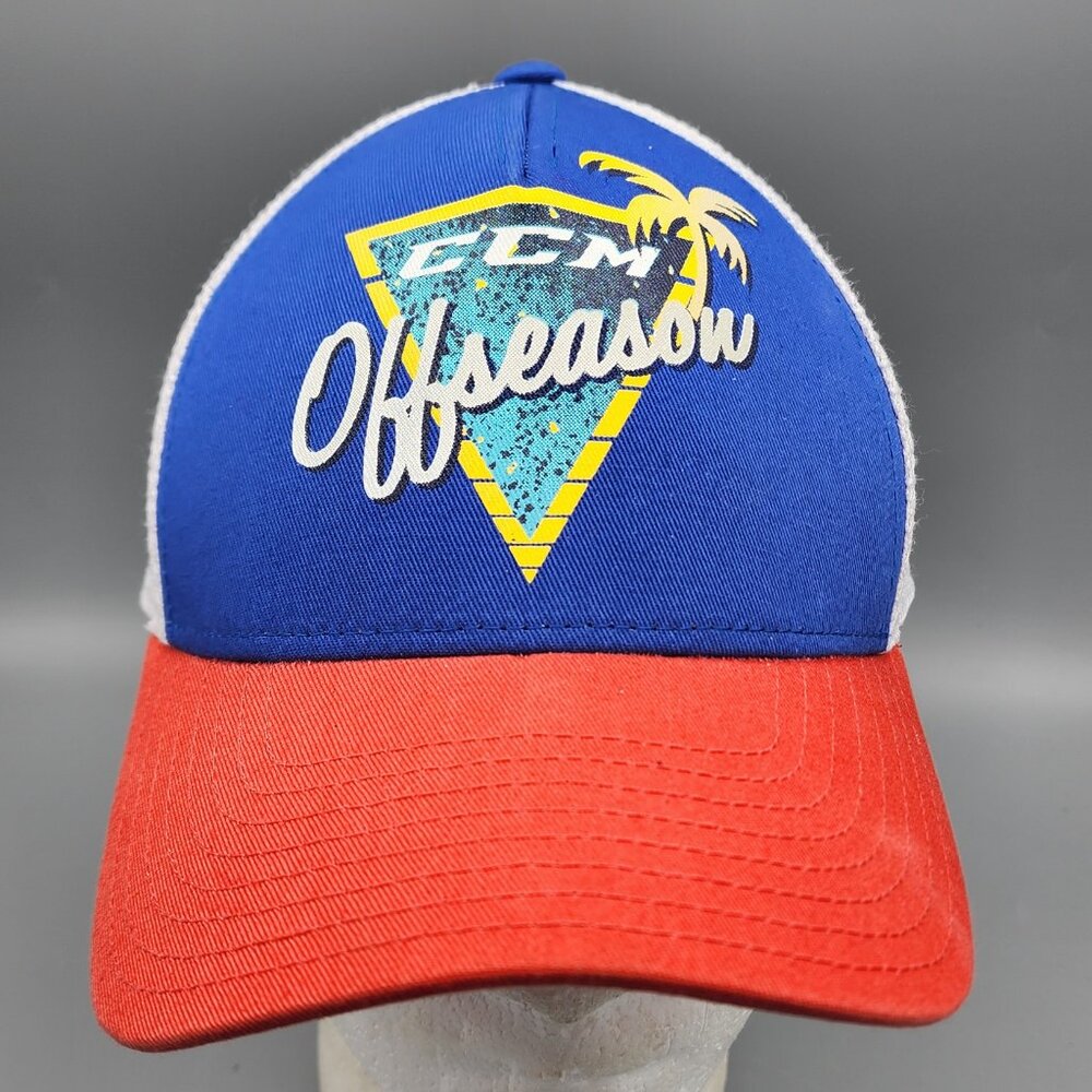 CCM Offseason Trucker Hat Snapback Unisex Mesh Blue Red Vintage Adjustable‎
